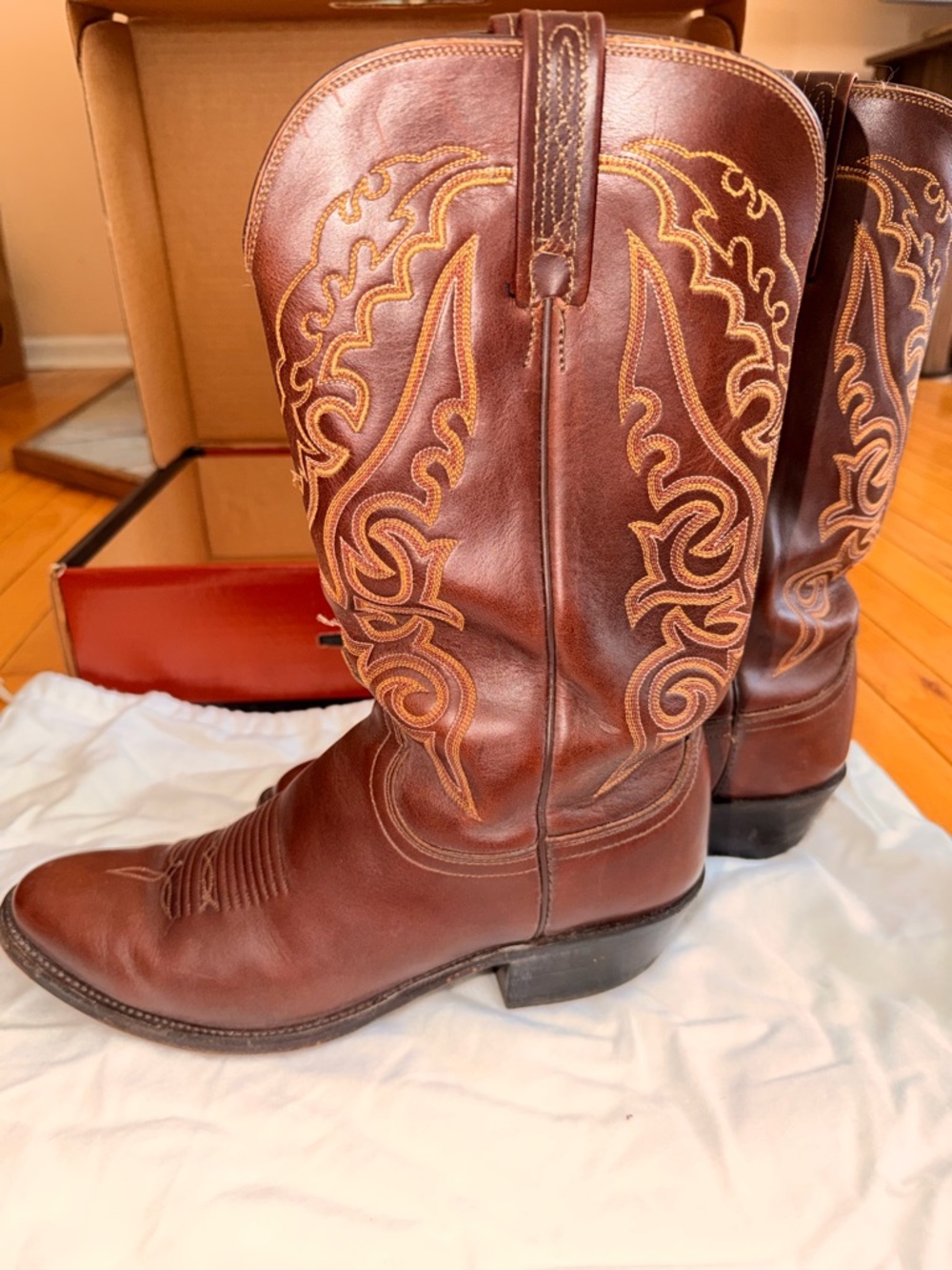 Lucchese Embroidered buccaneer chestnut brown Men's Boots size 10 D N1531 R4